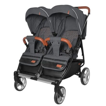 Коляска прогулочная CARRELLO Connect CRL-5502 Serious Black для двійні в льоні