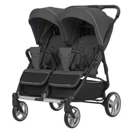 Коляска прогулочная CARRELLO Connect CRL-5502 Serious Black для двійні в льоні