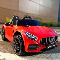 Дитячий електромобіль Машина Mercedes M 4062EBLR-3 одномісний, шкіряне сидіння, музика, світло / червоний