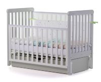 Дитяче ліжечко дерев'яна маятник з відкидним бортом "Сон" вільха - колір слонова кістка