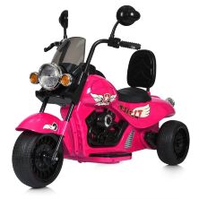 Дитячий мотоцикл трицикл M 5739EL-8 Harley-Davidson шкіряне сидіння, 2 мотори, світло, музика, рожевий