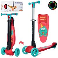 Дитячий триколісний складаний самокат JR3-060-35-R MAXI для дівчинки та хлопчика з малюнками / червоний**