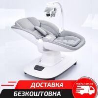 Дитячий заколисуючий центр-шезлонг 2в1 8966 з музикою і пультом сірий