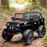 Дитячий тримісний електромобіль позашляховик джип M 6069EBLR-2(24V) зі шкіряним сидінням чорний