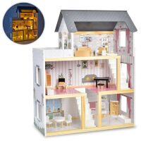 Будиночок дерев'яний для ляльок MD 1770 ляльковий Дім Триповерховий з аксесуарами зі світловими ефектами**