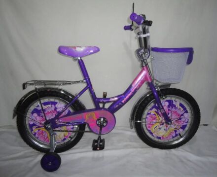 Велосипед дитячий двоколісний Azimut Принцеса Princess для дівчинки / колеса 12 дюймів / з кошиком /фіолет
