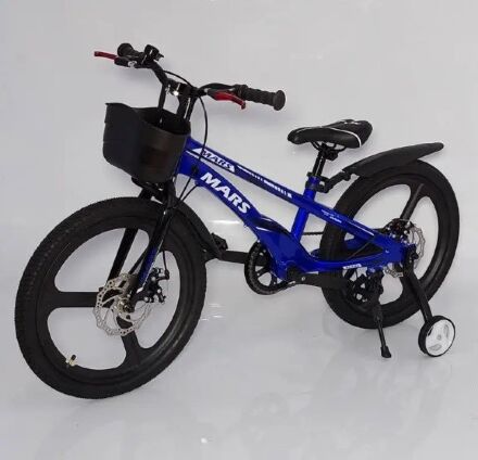 Дитячий двоколісний велосипед MARS-3 з кошиком і крилами. Магнієва рама та диски. Колеса 16 дюймів. Синій