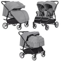 Коляска прогулочная CARRELLO Connect CRL-5502/1 Serious Black для двійні c перенесенням