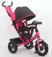 Велосипед Коляска триколісний TR2401 з телескопічною ручкою, гальмом, музичним кермом для дівчинки