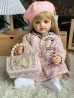 Велика вінілова лялька ручної роботи Reborn Baby Doll зі справжнім світлим волоссям та блакитними очима