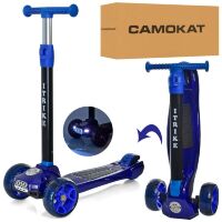 Дитячий триколісний складаний самокат iTrike JR3-060-39-BL MAXI з фарами і підсвічуванням коліс. Музика. Синій**