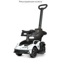 Дитяча каталка-толокар Спортивна машина Lamborghini 661-1 Ламборгіні з батьківською ручкою і бампером Біла*