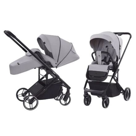 Прогулянкова дитяча коляска CARRELLO Alfa CRL-5508 Cloud Grey з чохлом на ніжки/ світло-сіра