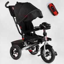 Велосипед КОЛЯСКА триколісний Best Trike 6088 F-600-19 з музичною ФАРОЮ та USB / колеса НАДУВНІ / чорний