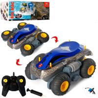 Дитяча машинка-амфібія трюкова на радіокеруванні WD03-1 плаває по воді, надувні колеса Синя