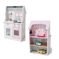 Будиночок для ляльок MD 2667 Триповерховий дерев'яний будиночок з меблями і кухнею**