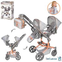 Дитячий візочок для ляльок для двійні з рюкзачком DeCuevas 90877 серії Сіті