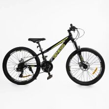 Спортивний велосипед 24 дюйми Corso «Genesis» G-24764 рама 11" Saiguan 21 швидкість чорно-жовтий