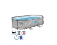 Каркасний овальний басейн BESTWAY 56714 розмір 427-250-100 см об'єм 7250 л з фільтр-насосом і Драбинкою