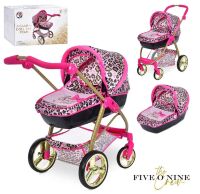 Коляска для ляльок із пластиковою люлькою-переноскою складана FiVE o NiNE T726032 Рожева