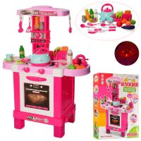 Дитячий ігровий набір інтерактивна кухня LIMO TOY 008-939 плита, духовка звук, світло посуд продукти рожева**