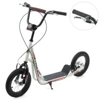 Двоколісний Самокат дорослий iTrike SR2-045-3-W сталевий з ручним гальмом / колеса 12д / білий**