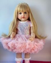 Вінілова лялька-принцеса ручної роботи Reborn Baby Doll зі справжнім волоссям та великими очима
