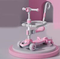 Дитячий самокат-трансформер CITY LINE Baby Care 388 з батьківською ручкою помаранчевий