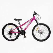 Спортивний велосипед 24 дюйми Corso «Genesis» G-24716 рама 11" Saiguan 21 швидкість рожевий