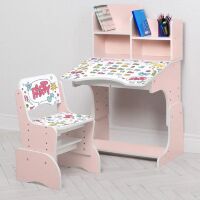 Дитяча регульована парта зі стільчиком растишка Bambi B 2071-104-10(EN) Алфавіт рожева**