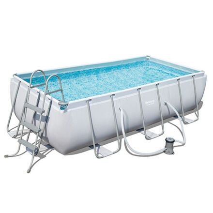 Каркасний прямокутний басейн BESTWAY 56722 розмір 412-201-122 см об'єм 8124 л з фільтр-насосом Драбина