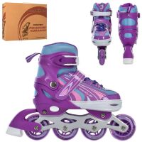 Дитячі розсувні ролики PROFI A4146-M-V алюмінієва рама/розмір 35-38 устілка 21.3 cм/фіолетові