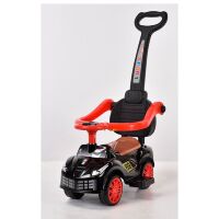 Дитяча каталка толокар Bambi Racer M 5728L-2 з батьківською ручкою, м'яке сидіння, музика, чорна