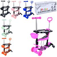 Дитячий триколісний самокат MAXI 5в1 (беговел) iTrike JR 3-100 сидіння, кошик, батьківська ручка, бортики