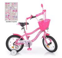 Двоколісний дитячий велосипед 14 дюймів PROFI Y14241-1 Unicorn з кошиком / рожевий **