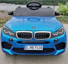 Дитячий електромобіль Машина M 4299EBLRS-4 BMW чотири мотори, шкіряне сидіння, MP3, USB, світло, синій фарбований