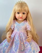 Велика вінілова лялька ручної роботи hand made Reborn Baby Doll зі справжнім волоссям та очима