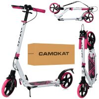 Дорослий самокат для дівчинки двоколісний складаний iTrike SR2-018-10-WP з ручним гальмом і замком / білий**