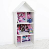 Будиночок стелаж полку Дитяча дерев'яна для іграшок і книг H 2020-24-1 "LOL" білий **