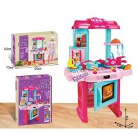 Дитячий ігровий набір інтерактивна кухня 3830-40 плита мийка духовка посуд продукти звук, світло рожева