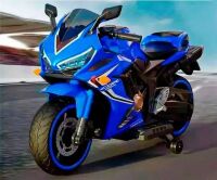 Дитячий електромобіль мотоцикл Bambi Racer M 4839L-4 шкіряне сидіння, MP3, USB роз'єм / синий