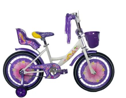 Дитячий велосипед для дівчинки Azimut Girls колеса 20 дюймів з передньої кошиком/сидінням для ляльки/фіолетовий