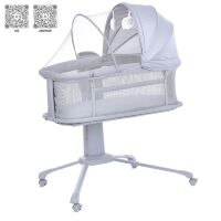 Дитяче Приставне Ліжечко люлька-гойдалка з москітною сіткою 3в1 3378 з таймером та музикою, сіра