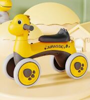 Дитяча каталка толокар мотоцикл M 5853E-6 "Динозавр" EVA колеса, TF, музика та світло, жовтий