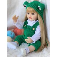 Лялька 55 см ручної роботи велика вінілова Reborn Baby Doll зі справжнім волоссям та блакитними  очима