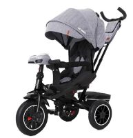 Велосипед коляска дитячий триколісний TILLY CAYMAN з пультом і посиленою рамою T-381/7 Сірий льон