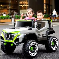 Дитячий електромобіль Джип M 5912EBLR-1 Мерседес шкіряне сидіння, 4 мотори, білий