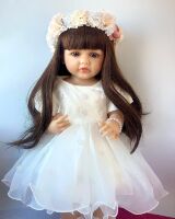 Велика вінілова реалістична лялька Reborn Baby Doll зі справжнім волоссям та живими очима