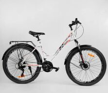 Спортивний велосипед MTB Corso 99044 URBAN колеса 26д / SunRun / 21 швидкість з крилами і багажником / білий