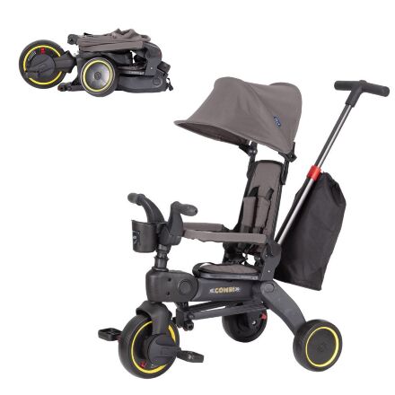 Дитячий триколісний велосипед-коляска TILLY COMBI T-392 BEIGE з батьківською ручкою бежевий
